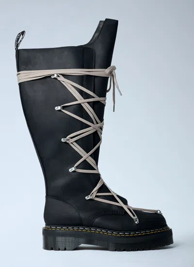 Rick Owens X Dr. Martens 1460 Quad Sole Megalace Boots In Black
