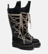 Rick Owens X Dr. Martens 1b60 Quad Sole Pentalace Leather Knee-high Boots In Black