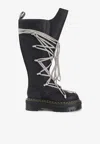 Rick Owens X Dr. Martens 1b60 Quad Sole Pentalace Knee-high Boots In Black