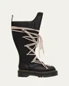 Rick Owens X Dr. Martens 1b60 Quad Sole Pentalace Leather Knee-high Boots In Black