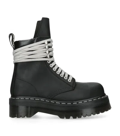 RICK OWENS X DR. MARTENS LEATHER STEEL TOE BOOTS