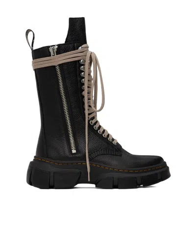Rick Owens X Dr. Martens Logo Short Boots In Black