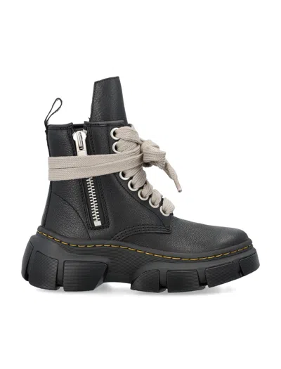Rick Owens X Dr. Martens Men's Leather Platform Jumbo Lace Up Boots With Dmxl Sole In Black