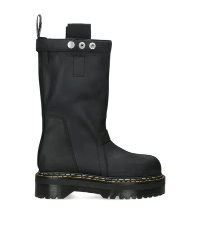 Rick Owens X Dr. Martens Nubuck Quad Sole Ankle Boots In Black