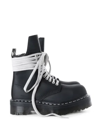 Rick Owens X Dr. Martens Quad Sole Steel Lace-up Platform Boots In Black