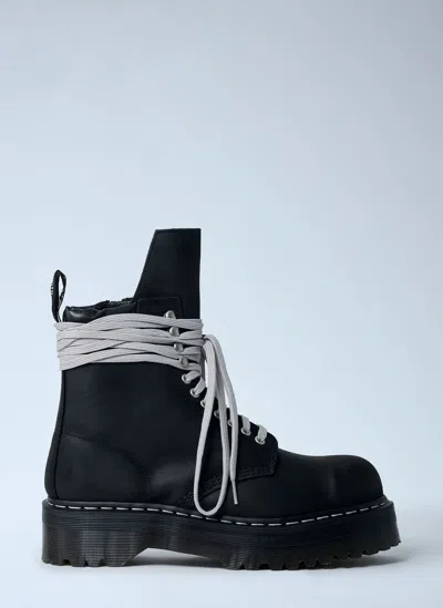 Rick Owens X Dr. Martens Quad Sole Steel Toe Boots In Black