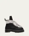 Rick Owens X Dr. Martens Quad Sole Steel Toe Leather Ankle Boots In Black