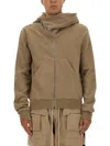 Rick Owens X Drkshdw Asymmetrical Zipper Sweatshirt In Brown