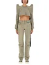 Rick Owens X Drkshdw "cropped Tecsweat" Sweatshirt In Green