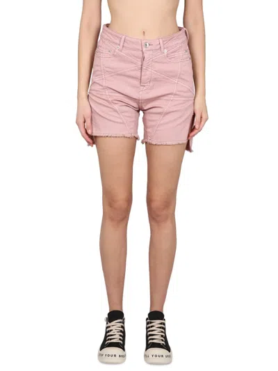 Rick Owens X Drkshdw Short In Denim In Pink