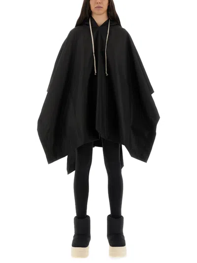 Rick Owens X Drkshdw Waterproof Cape With Hood In Black