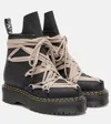 Rick Owens X Dt. Martens Leather Combat Boots In Black