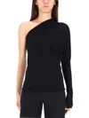 Rick Owens X Lilies Asymmetrical One-shoulder Black Top In Black