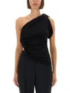 Rick Owens X Lilies Draped One-shoulder Top In Black