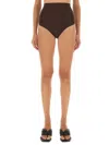 Rick Owens X Lilies High-rise Slim Fit Shorts With Smooth Finish In Brown