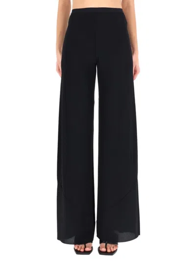 Rick Owens X Lilies High-waisted Wide-leg Trousers With Seam Detailing In Black