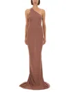 Rick Owens X Lilies One-shoulder Maxi Dress In Fluid Viscose In Brown