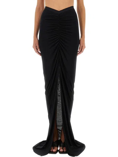 Rick Owens X Lilies Slim Fit Long Maxi Skirt In Black
