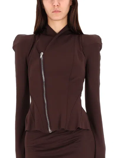 Rick Owens X Lilies Structured Brown Jacket In Black
