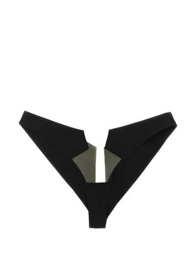 Rick Owens Block Line Thong Briefs Mesh Tulle Design In Black