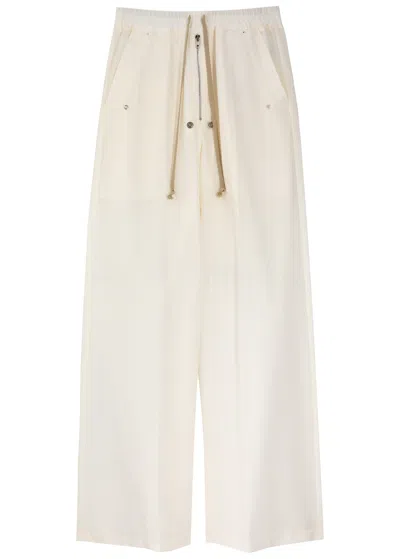 Rick Owens X Moncler Belas Wide-leg Cotton-blend Trousers In White
