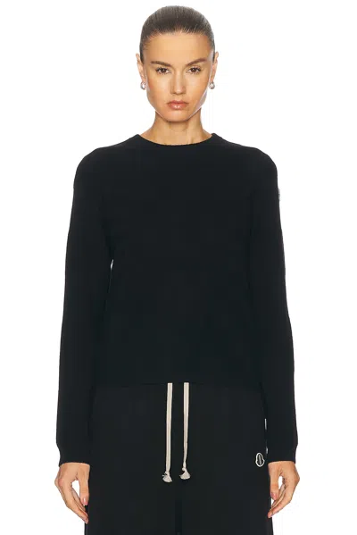Rick Owens X Moncler Biker Round Neck Sweater In Black