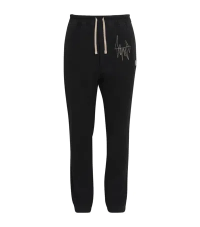 Rick Owens X Moncler Cotton Embroidered Straight Sweatpants In Black