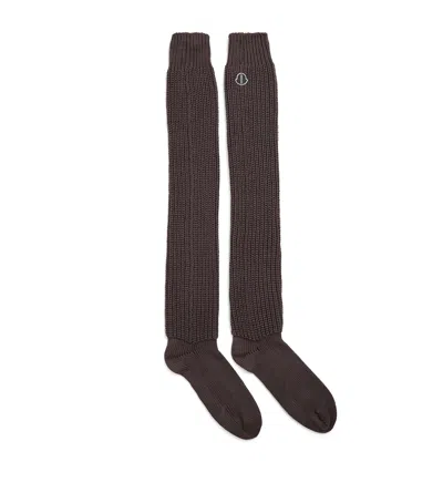 Rick Owens X Moncler Cotton Hiking Socks In Gray