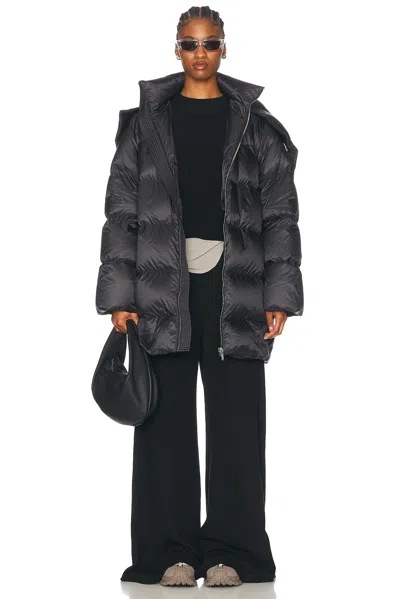 Rick Owens X Moncler Hooded Cyclopic Coat In Black