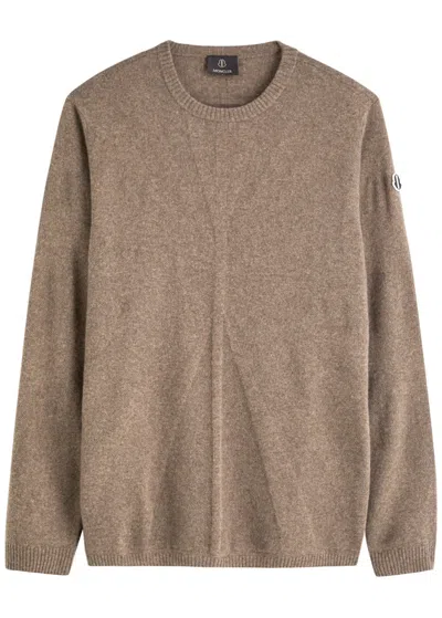 Rick Owens X Moncler Jumbo Round-neck Wool-blend Jumper In Taupe