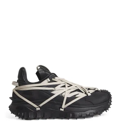 Rick Owens X Moncler Leather Megalace Trailgrip Sneakers In Black