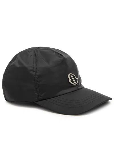 Rick Owens X Moncler Logo Shell Cap In Black