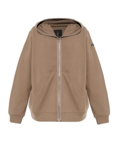 Rick Owens X Moncler Long-sleeved Hooded Hooded Hoodie In Brown