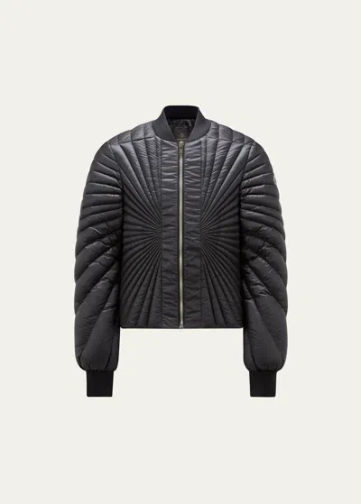 Rick Owens Moncler Oversized Padded Quilted Shell Bomber Jacket In Black