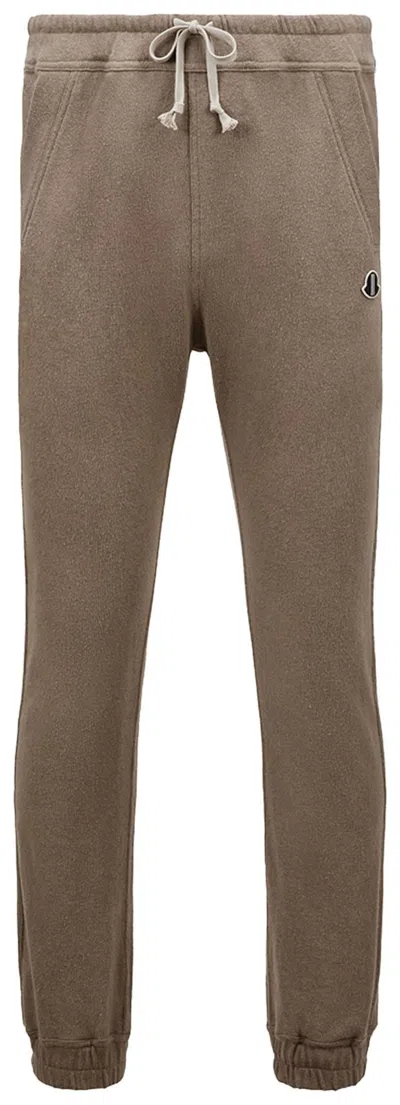 Pre-owned Rick Owens X Moncler Pantaloni In Felpa Joggers In Dust In Brown