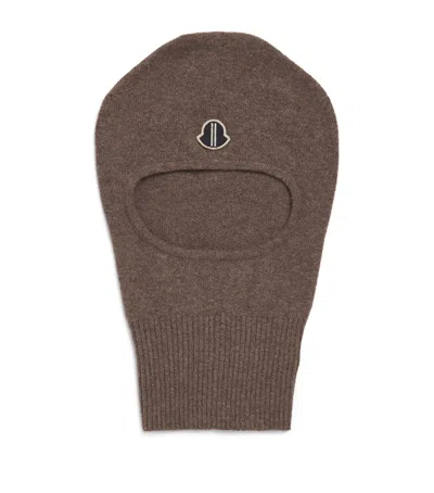 Rick Owens X Moncler Virgin Wool-cashmere Balaclava In 25x Dust