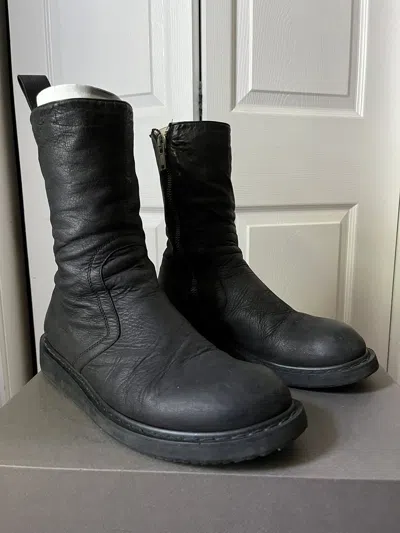 Pre-owned Rick Owens X Rick Owens Drkshdw Archive Fw09 “crust” Reverse Lamb Leather Creeper Boots In Black