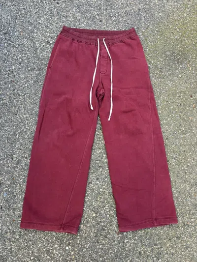 Pre-owned Rick Owens X Rick Owens Drkshdw Burgundy Straight Leg Sweatpants In Red