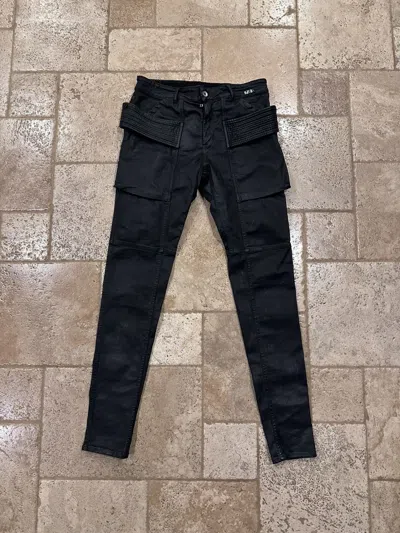 Pre-owned Rick Owens X Rick Owens Drkshdw Easy Creatch Black Wax Denim Cargo Jeans