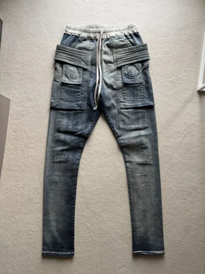 Pre-owned Rick Owens X Rick Owens Drkshdw Fw19 Larry Drkshdw Hustler Blue Creatch Cargo Pants