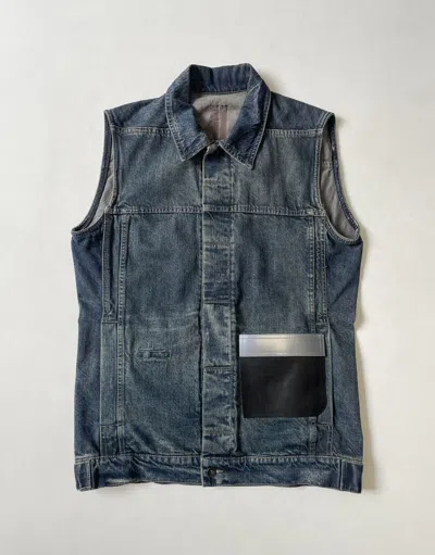 Pre-owned Rick Owens X Rick Owens Drkshdw Hustler Blue Washed Denim Trucker Vest