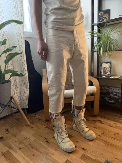 Pre-owned Rick Owens X Rick Owens Drkshdw Made In Japan Selvedge Bolan Crops In Natural In White