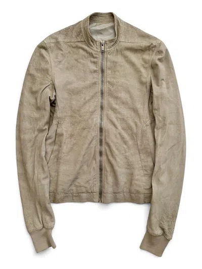 Pre-owned Rick Owens X Rick Owens Drkshdw Og Sand Blistered Lamb Suede Mollino Jacket
