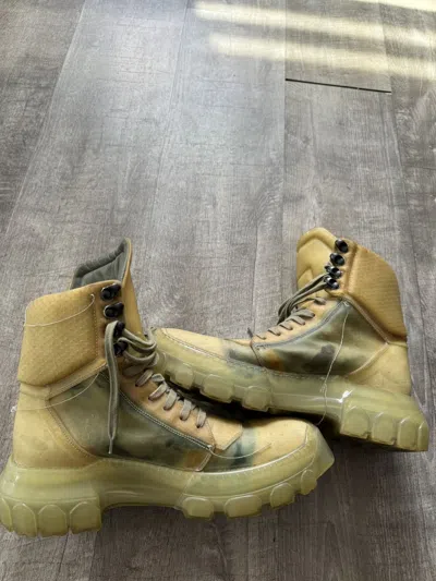 Pre-owned Rick Owens X Rick Owens Drkshdw Rick Owens Babel Tractor Boots In Green