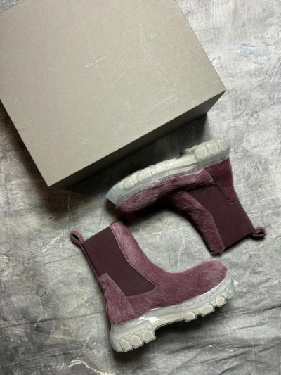 Pre-owned Rick Owens X Rick Owens Drkshdw Rick Owens Beatle Bozo Tractor Boots In Amethyst / Clear In Purple