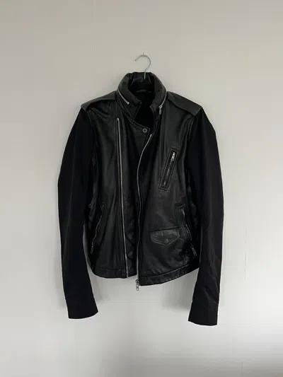 Pre-owned Rick Owens X Rick Owens Drkshdw Rick Owens F/w14 “stooges” Leather Hybrid Biker Jacket In Black