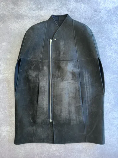 Pre-owned Rick Owens X Rick Owens Drkshdw Rick Owens Lilies 2015 Leather Cape Jacket In Black
