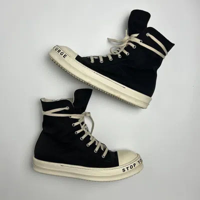 Pre-owned Rick Owens X Rick Owens Drkshdw Rick Owens Ramones High Stop Your Breath Shoes In Black
