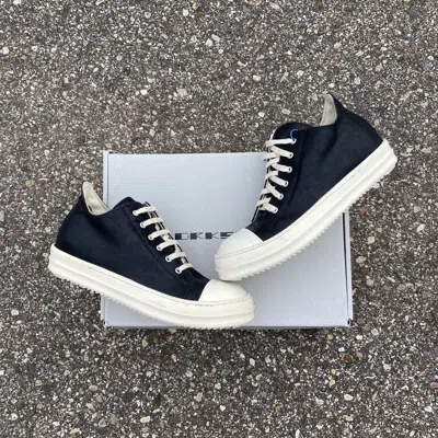 Pre-owned Rick Owens X Rick Owens Drkshdw Rick Owens Ramones Low Waxed Denim - 42 Shoes In Black