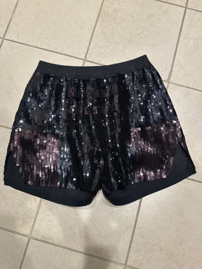 Pre-owned Rick Owens X Rick Owens Drkshdw Ss20 Tecuatl Sequin Embroidered Glitter Shorts In Black